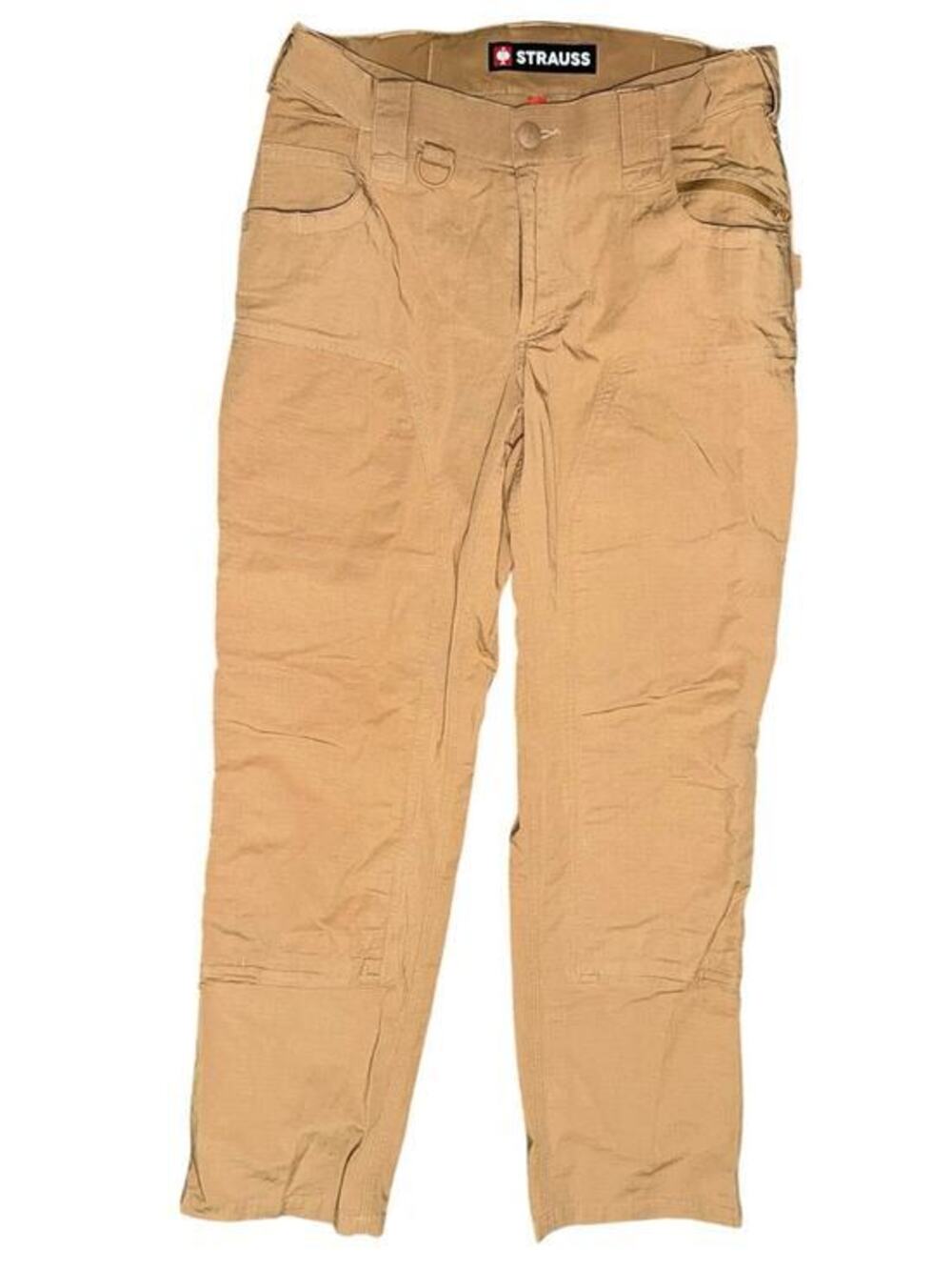 Strauss Men's 34 x 32 Almond Brown Ripstop Utility Pockets Heavy Duty Work Pants
